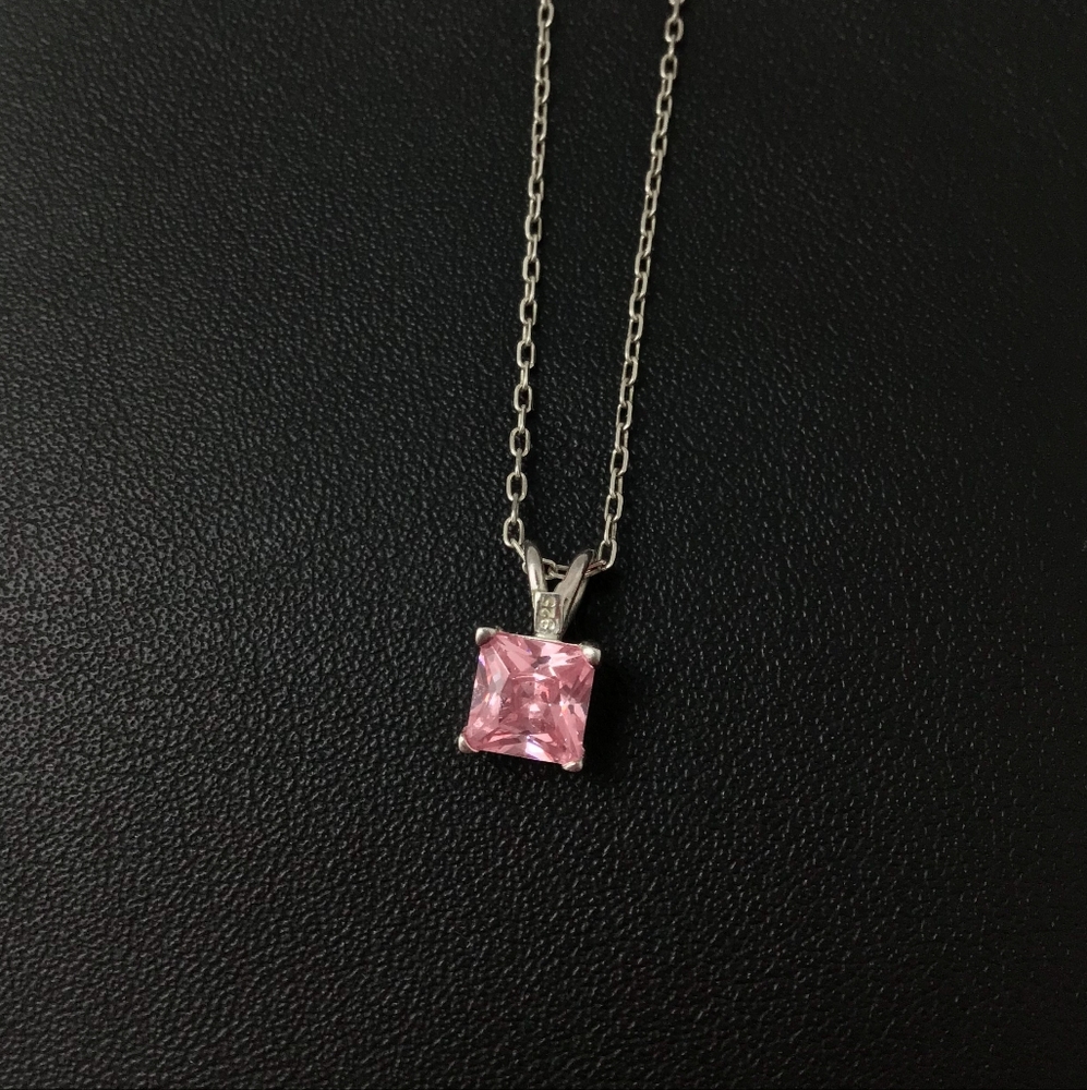 925 Silver cubic zirconia Pink Diamond Necklace